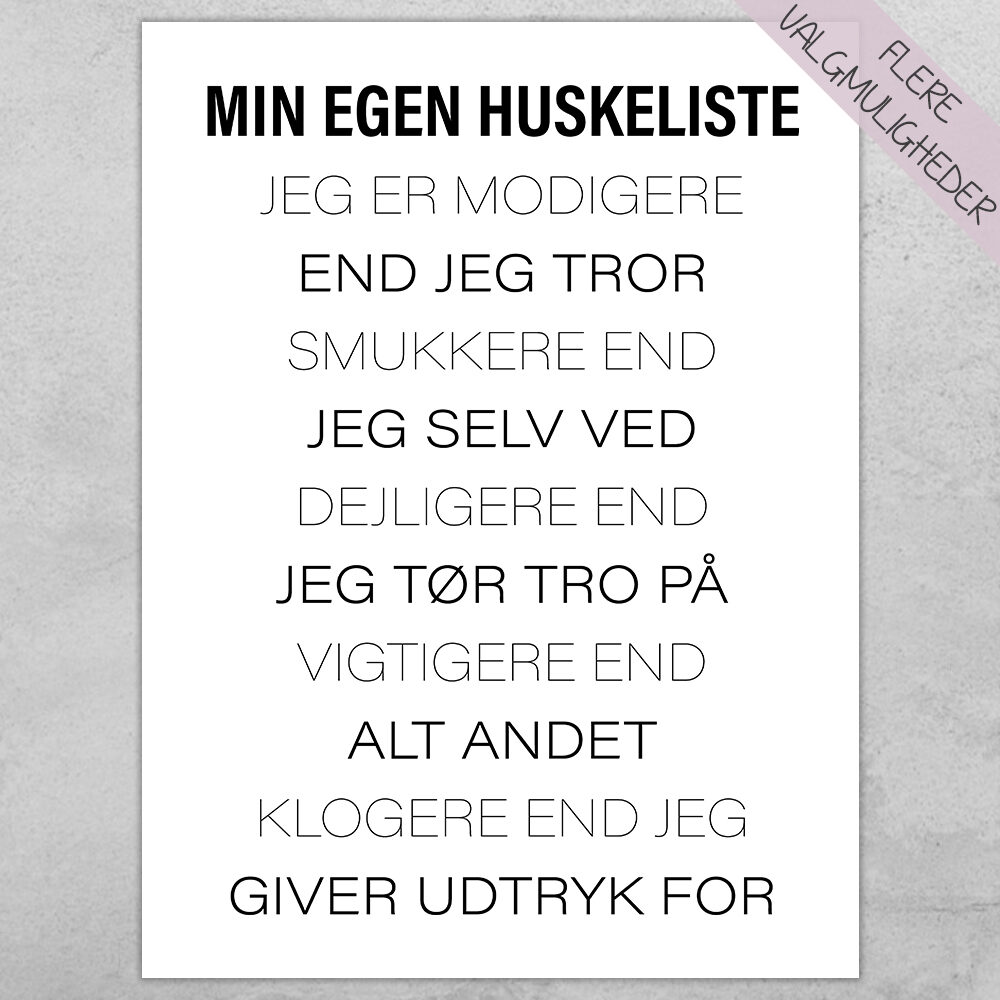 Plakat - citat & tekst plakater - stort udvalg hos Hjemlux.dk