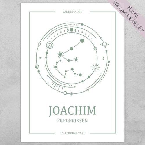 Plakat personlig - Stjernetegn vandmanden - My Zodiac