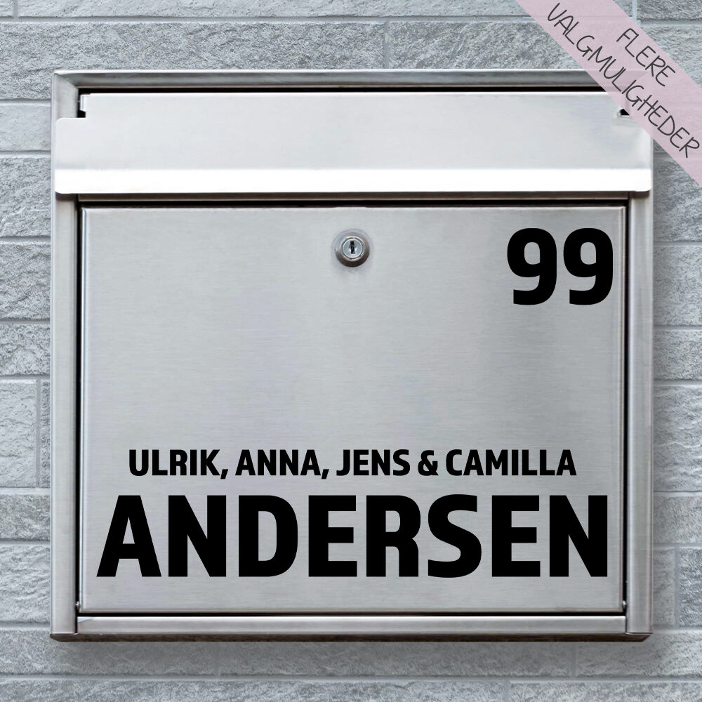 Postkasse stickers - navne stickers - stort udvalg hos Hjemlux.dk