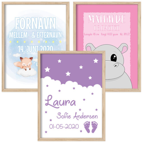 Fødselstavler, navnetavler og dåbstavler