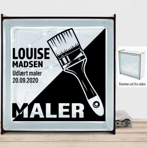 Udlært maler design 1 | Lyssten med ramme (farvet overflade)