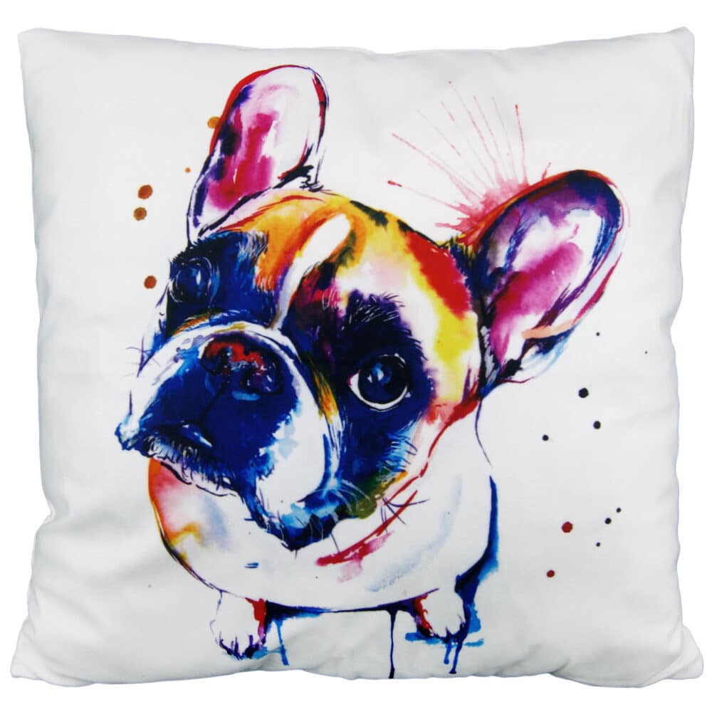 Pyntepude - Pude med watercolor art fransk bulldog - sofapude