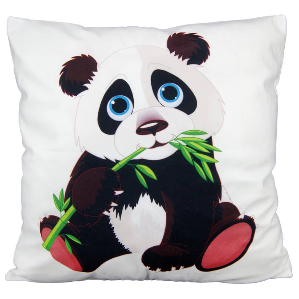 Pyntepude - børnepude med cartoon panda - sofapude