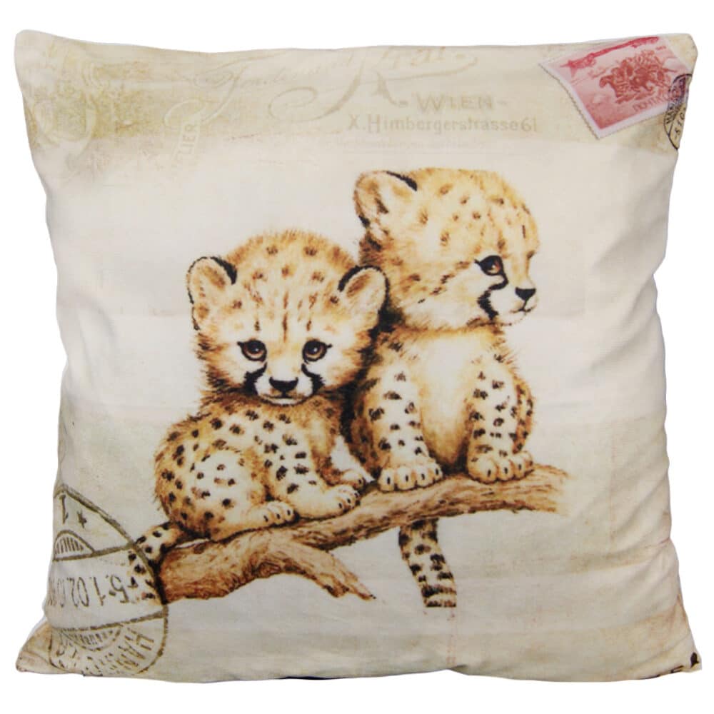 Pyntepude - pude med dyrebørn - gepard - sofapude