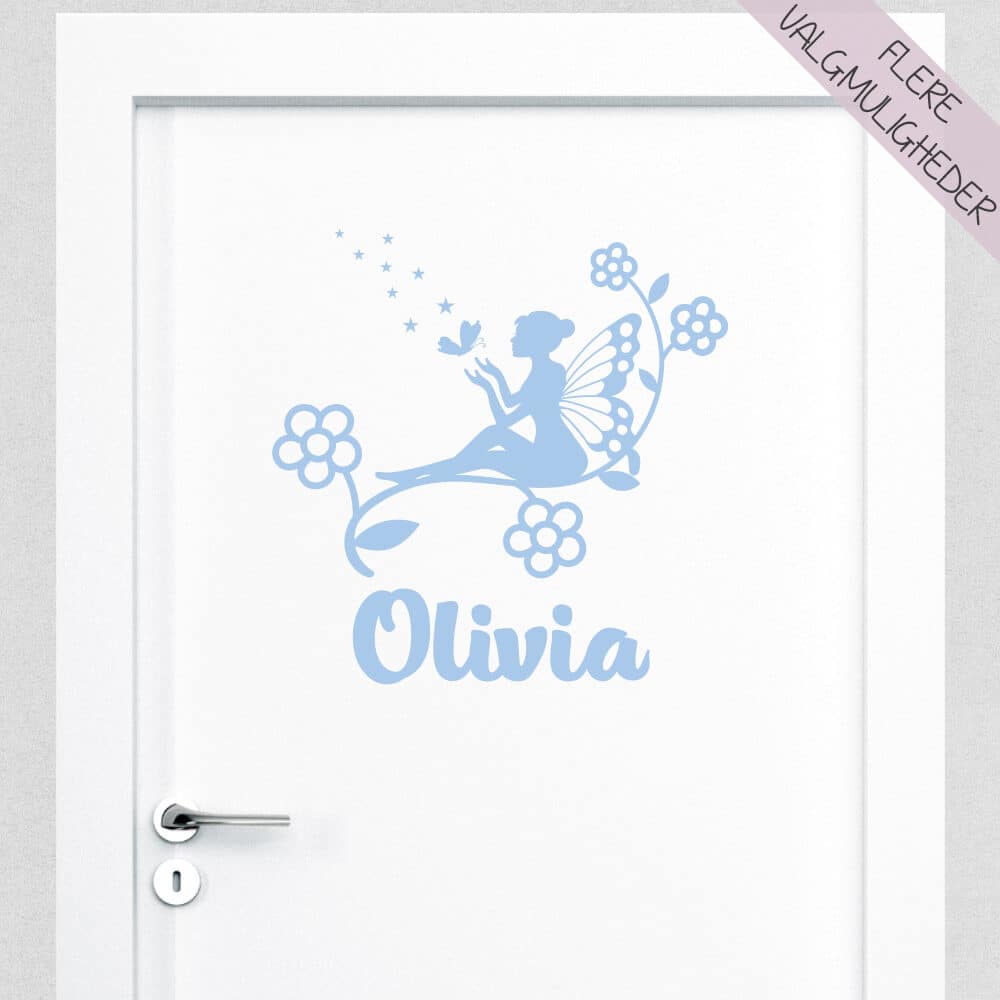 Wallsticker med eget navn & sød fe