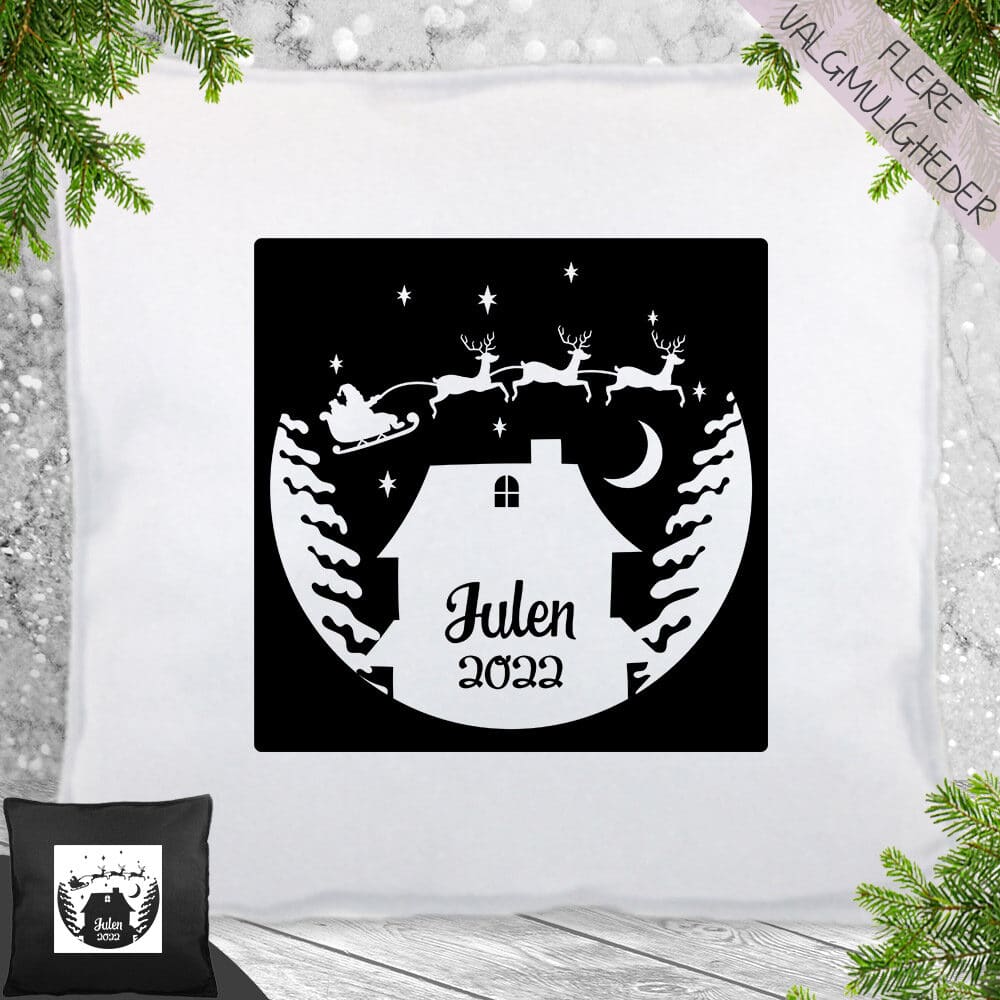 Pyntepude i filt med julemotiv