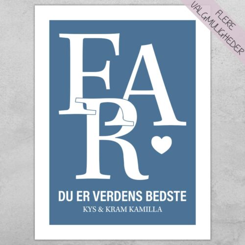 Far, du er verdens bedste - farvet baggrund | Plakat