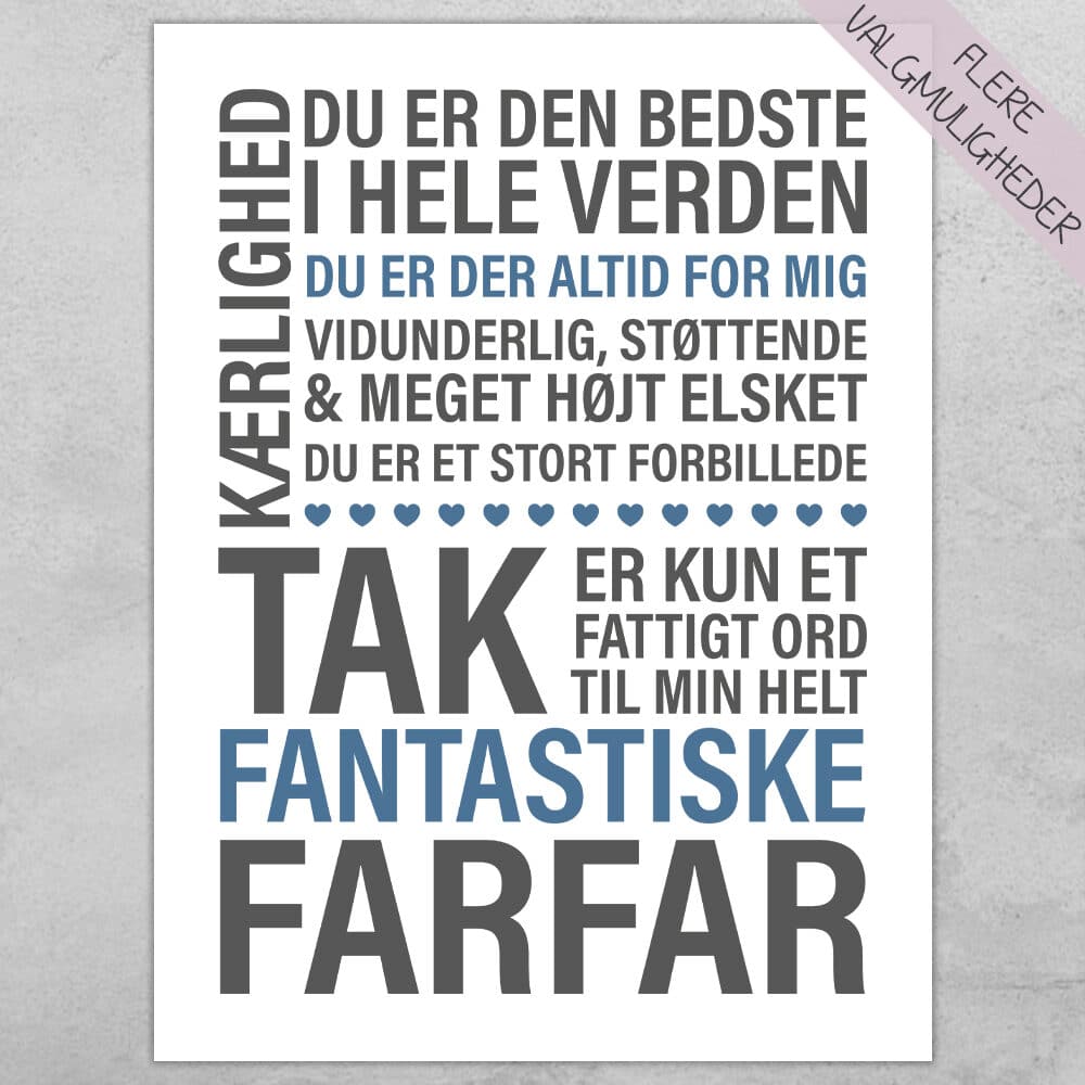 Tak, er kun et fattigt ord - farfar | Plakat
