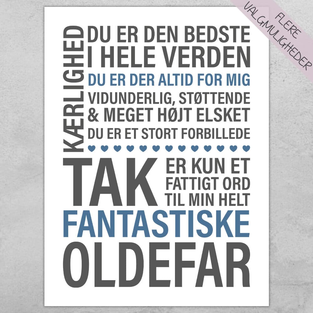 Tak, er kun et fattigt ord - oldefar | Plakat
