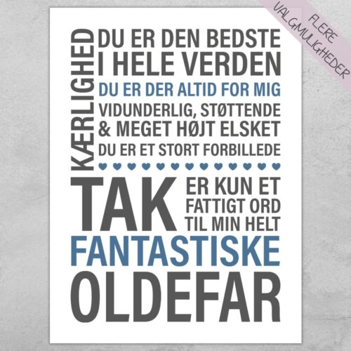 Tak, er kun et fattigt ord - oldefar | Plakat