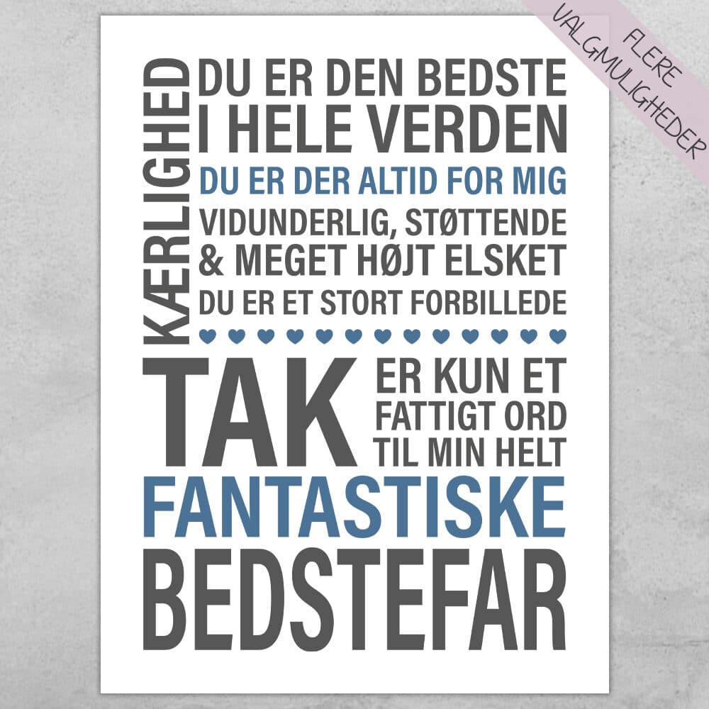 Tak, er kun et fattigt ord - bedstefar | Plakat