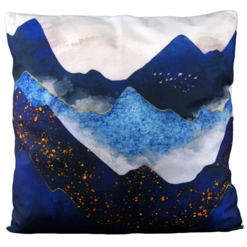 Dark blue mountains | Pyntepudebetræk med print