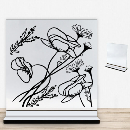 Wild Bouquet design 1 | Glasskilt inkl. fod med farvet overflade