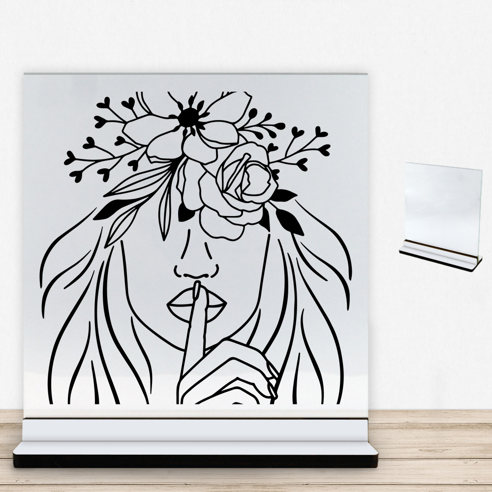 Floral woman design 3 | Glasskilt inkl. fod med farvet overflade