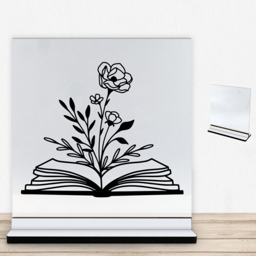 Floral book design 1 | Glasskilt inkl. fod med farvet overflade