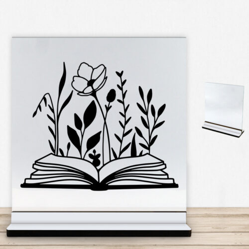 Floral book design 2 | Glasskilt inkl. fod med farvet overflade