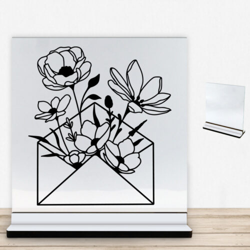 Floral envelope design 1 | Glasskilt inkl. fod med farvet overflade