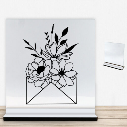 Floral envelope design 2 | Glasskilt inkl. fod med farvet overflade