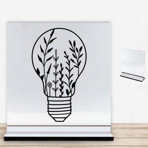 Floral lightbulb design 2 | Glasskilt inkl. fod med farvet overflade