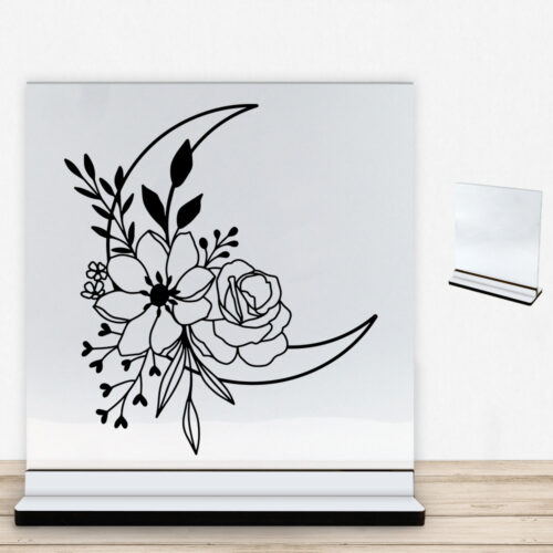 Floral moon design 2 | Glasskilt inkl. fod med farvet overflade