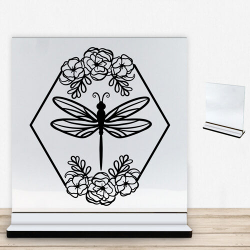 DragonflyHexagon | Glasskilt inkl. fod med farvet overflade