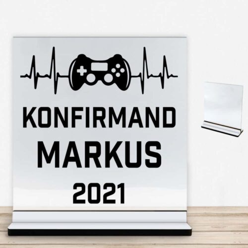 Konfirmation design 19 | Glasskilt inkl. fod med farvet overflade