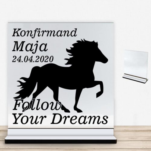 Konfirmation design 4 | Glasskilt inkl. fod med farvet overflade