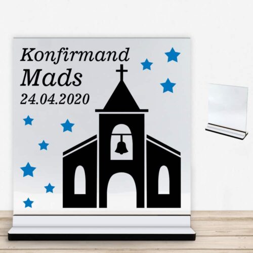 Konfirmation design 5 | Glasskilt inkl. fod med farvet overflade