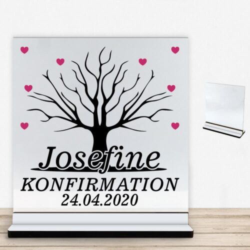 Konfirmation design 9 | Glasskilt inkl. fod med farvet overflade