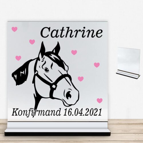 Konfirmation design 11 | Glasskilt inkl. fod med farvet overflade