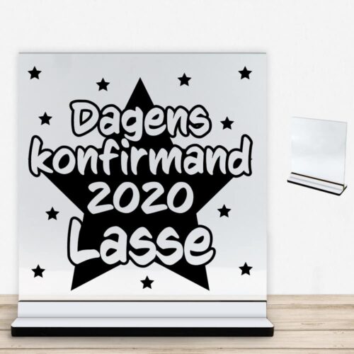 Konfirmation design 12 | Glasskilt inkl. fod med farvet overflade