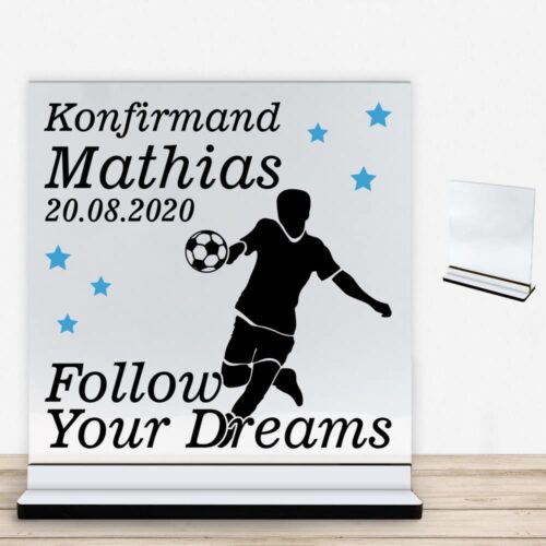 Konfirmation design 17 | Glasskilt inkl. fod med farvet overflade