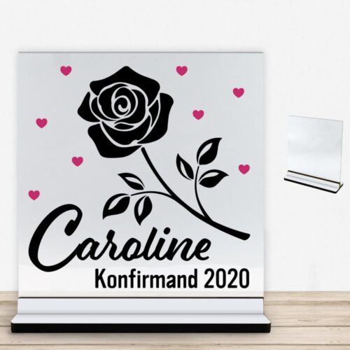 Konfirmation design 20 | Glasskilt inkl. fod med farvet overflade