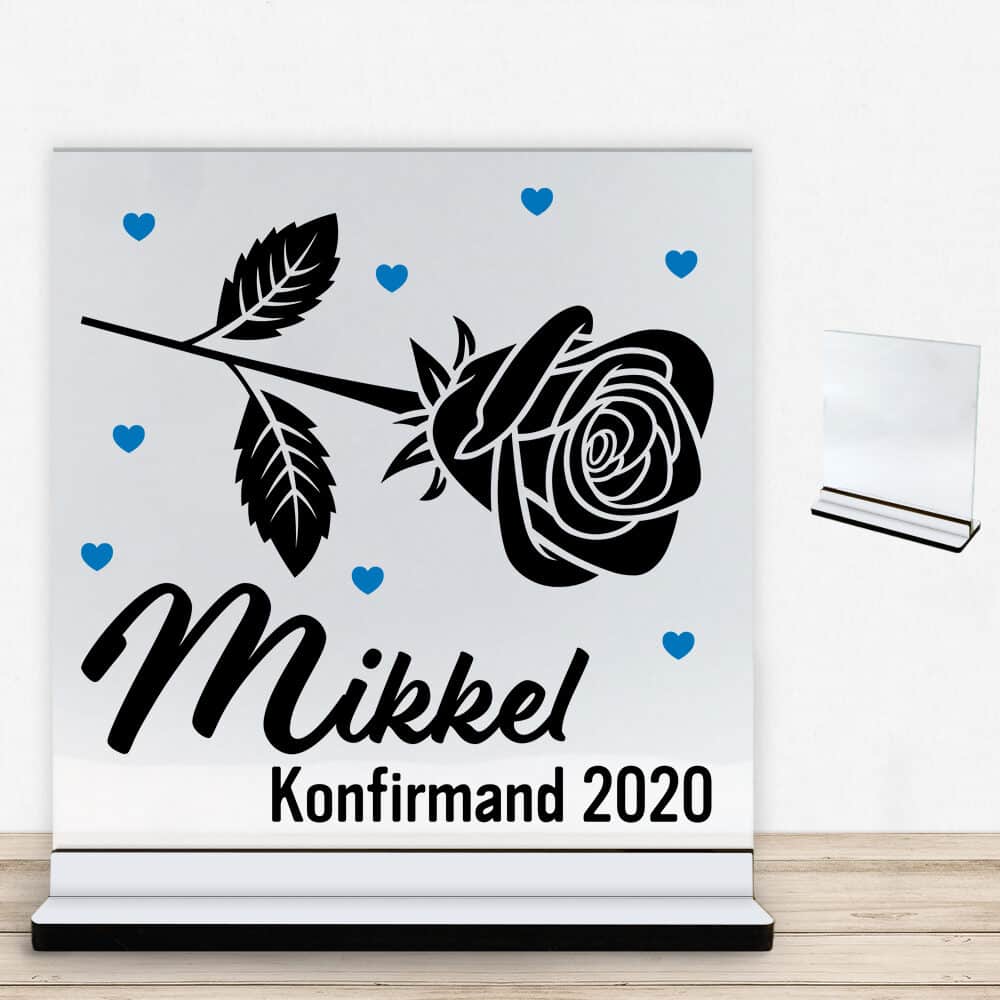 Konfirmation design 21 | Glasskilt inkl. fod med farvet overflade