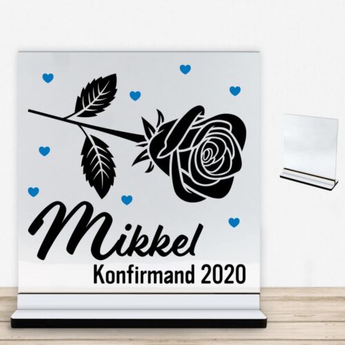 Konfirmation design 21 | Glasskilt inkl. fod med farvet overflade