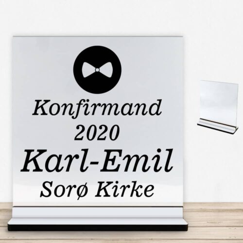 Konfirmation design 22 | Glasskilt inkl. fod med farvet overflade