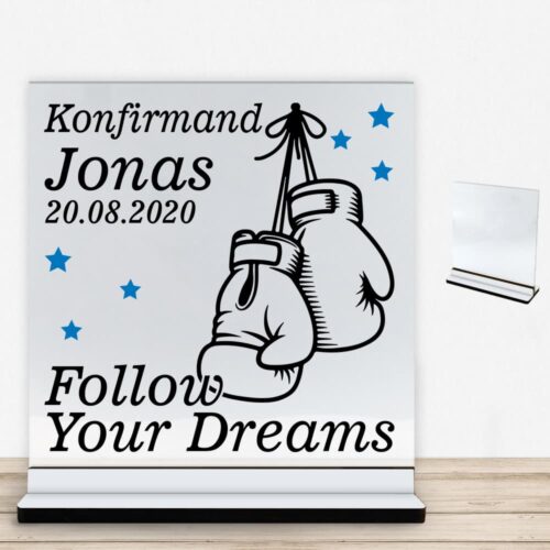 Konfirmation design 24 | Glasskilt inkl. fod med farvet overflade