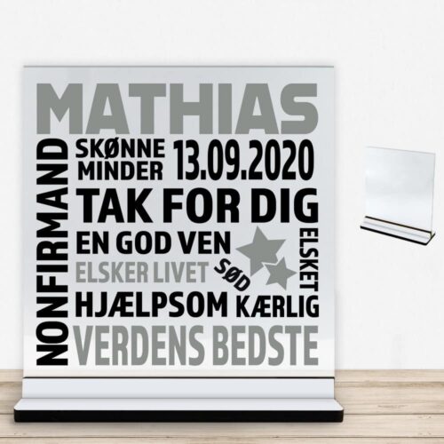 Nonfirmation design 2 | Glasskilt inkl. fod med farvet overflade