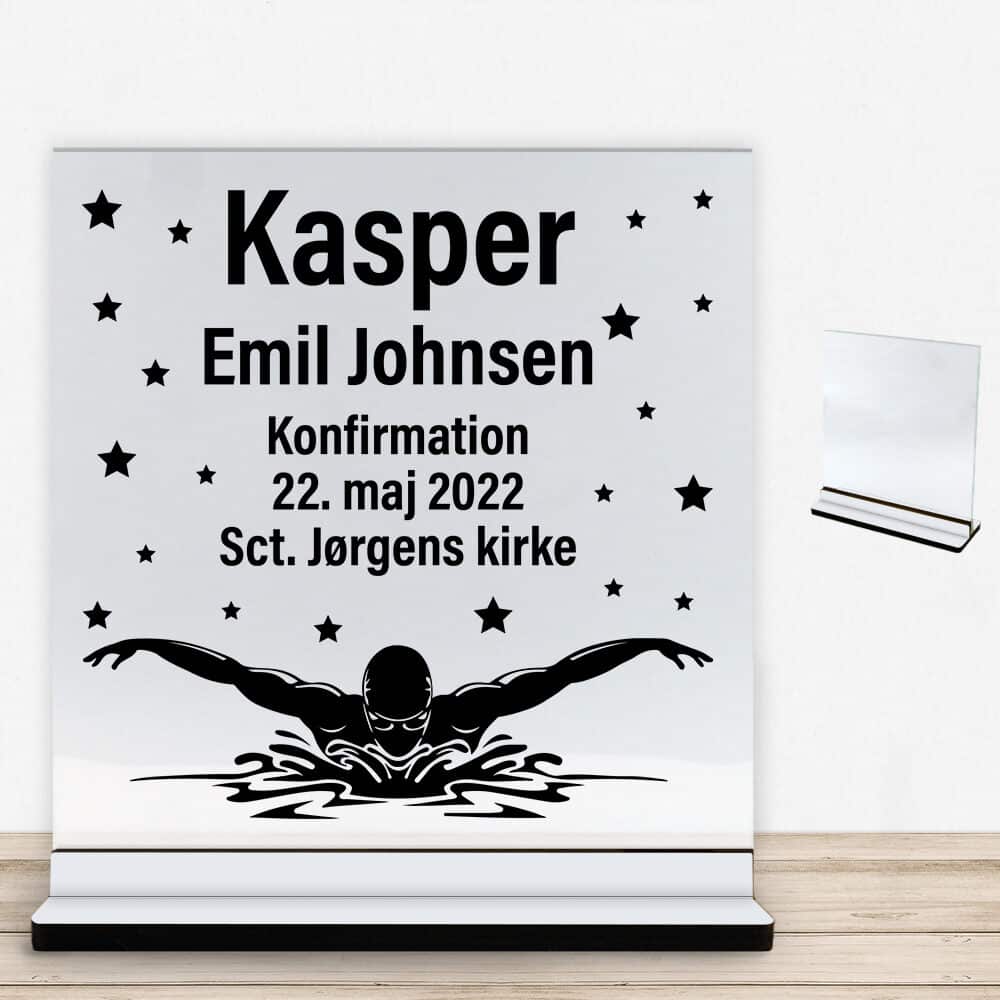 Konfirmation design 28 | Glasskilt inkl. fod med farvet overflade