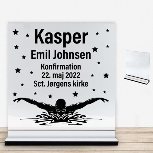 Konfirmation design 28 | Glasskilt inkl. fod med farvet overflade