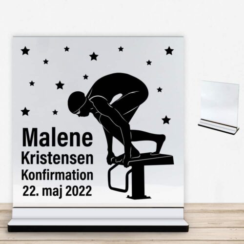 Konfirmation design 29 | Glasskilt inkl. fod med farvet overflade