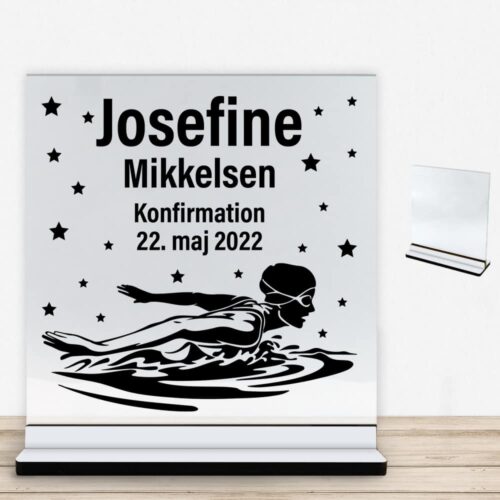 Konfirmation design 33 | Glasskilt inkl. fod med farvet overflade