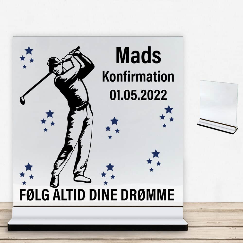 Konfirmation design 34 | Glasskilt inkl. fod med farvet overflade