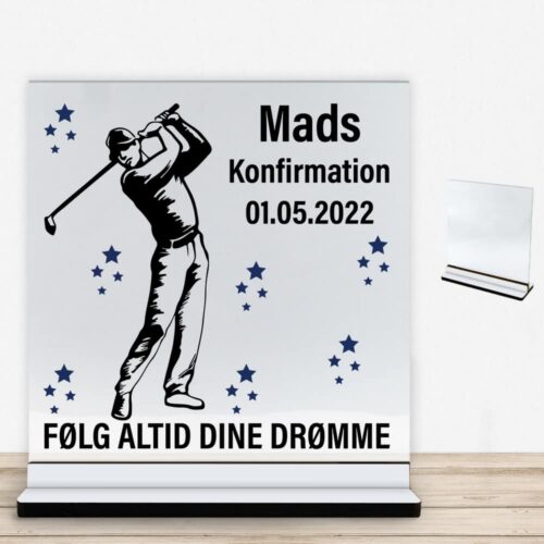 Konfirmation design 34 | Glasskilt inkl. fod med farvet overflade