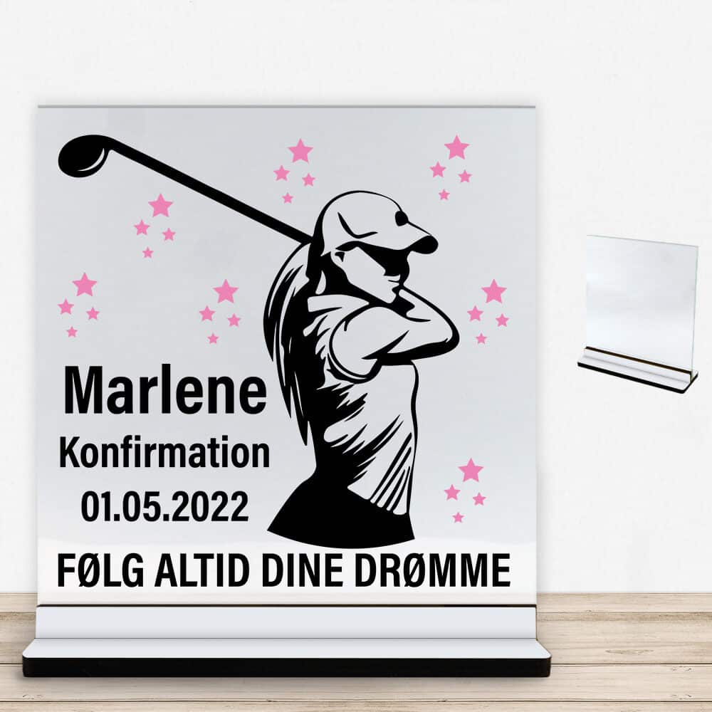 Konfirmation design 35 | Glasskilt inkl. fod med farvet overflade
