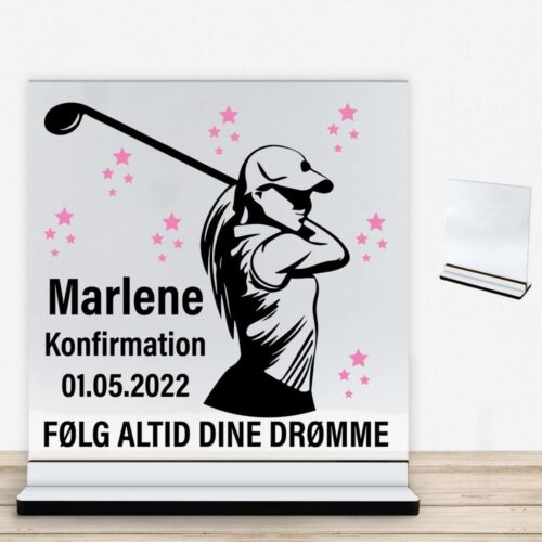 Konfirmation design 35 | Glasskilt inkl. fod med farvet overflade