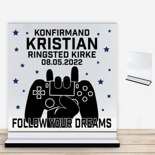 Konfirmation design 36 | Glasskilt inkl. fod med farvet overflade