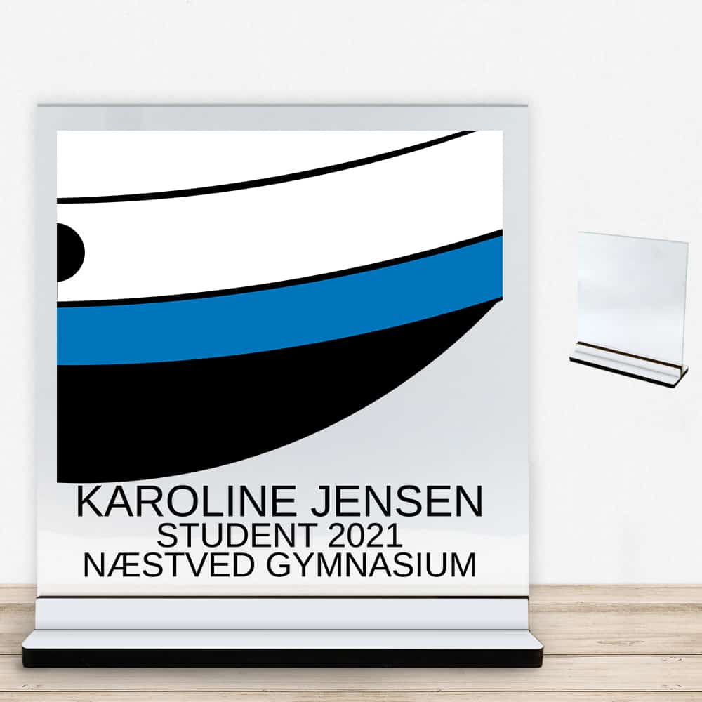 Student design 1 | Glasskilt inkl. fod med farvet overflade