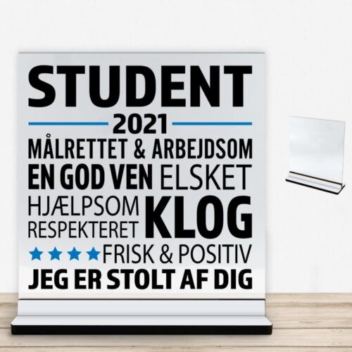 Student design 3 | Glasskilt inkl. fod med farvet overflade