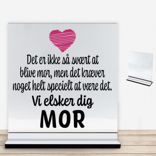 Det er ikke så svært at blive mor.. | Glasskilt inkl. fod med farvet overflade - Image 2